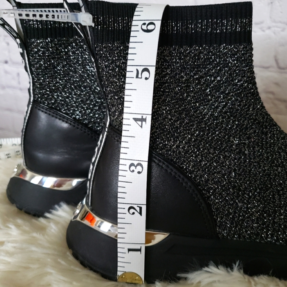 MICHAEL KORS Bodie Black and Silver Metallic Knit Sneaker Bootie--NEW--7 - Picture 16 of 16